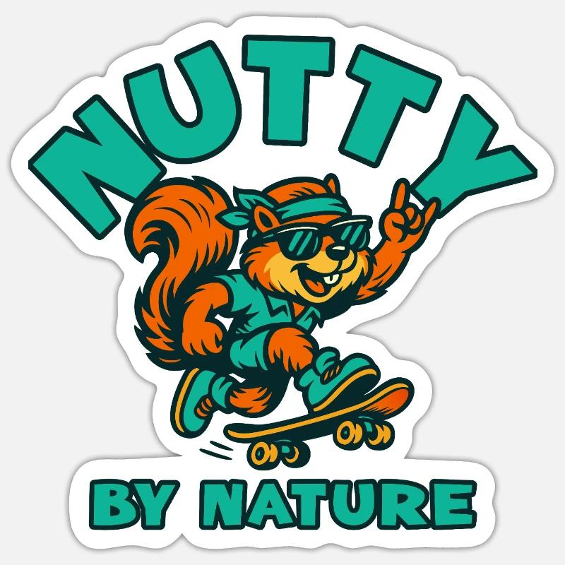 Nutty by Nature Squirrel Skate - Sticker size S (10 x 10 cm) - white matte