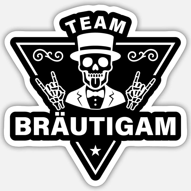 Team Bräutigam Skelett - Sticker Größe S (10 x 10 cm) - Mattweiß