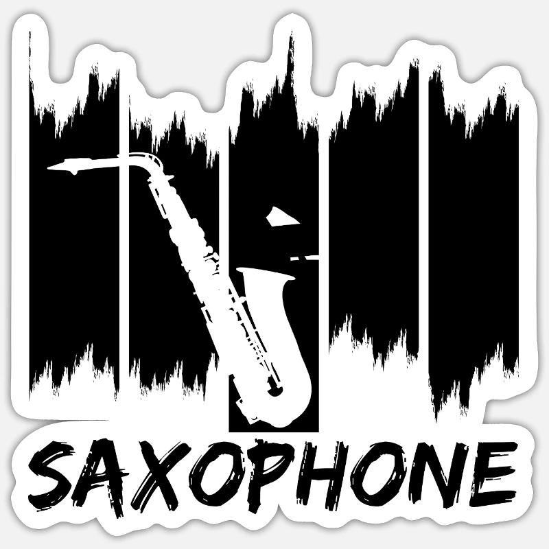 Saxophon - Sticker Größe S (10 x 10 cm) - Mattweiß