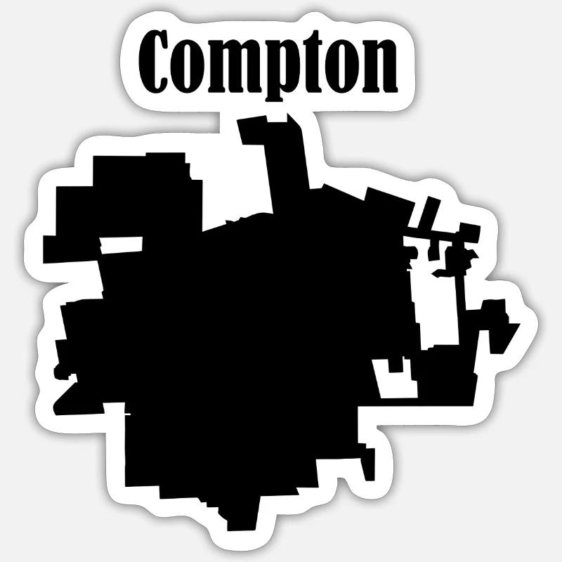 Compton Schwarz - Sticker Größe S (10 x 10 cm) - Mattweiß