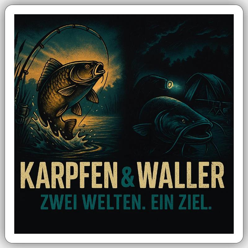 Waller & Carp - Sticker Größe S (10 x 10 cm) - Mattweiß