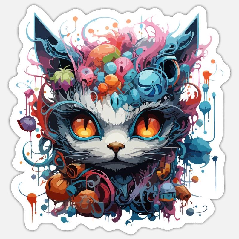 Couleur Chat - Sticker taille S (10 x 10 cm) - blanc mat