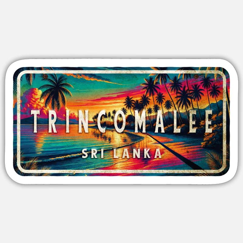 Trincomalee Beach Sunset Sign - Sticker size S (10 x 10 cm) - white matte