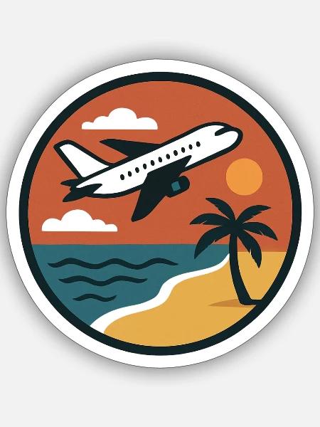 Sonnenuntergang Strandflug Patch - Sticker Größe S (10 x 10 cm) - Mattweiß