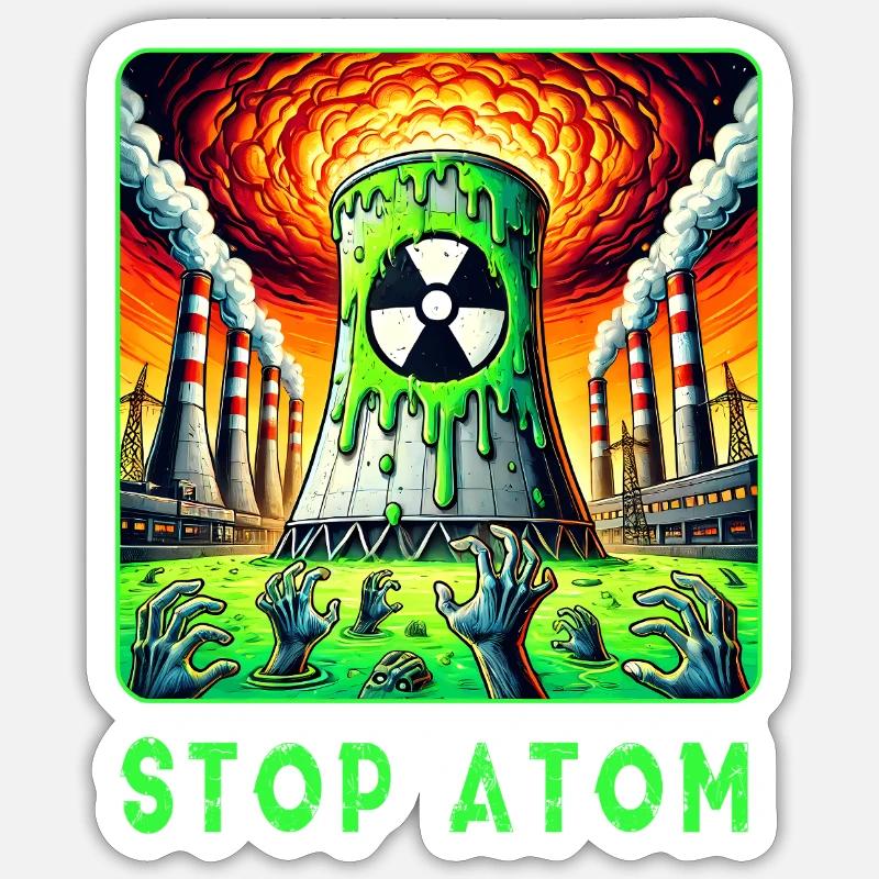 Stop Atom – Radioactive Sticker size S (10 x 10 cm)