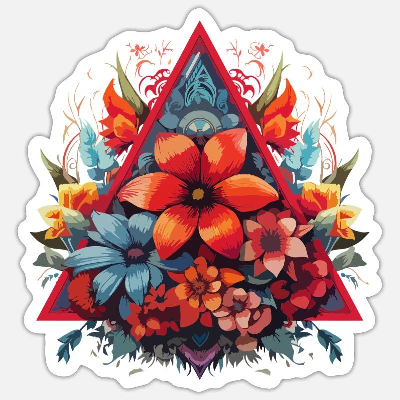 Flower triangle - Sticker size S (10 x 10 cm) - white matte