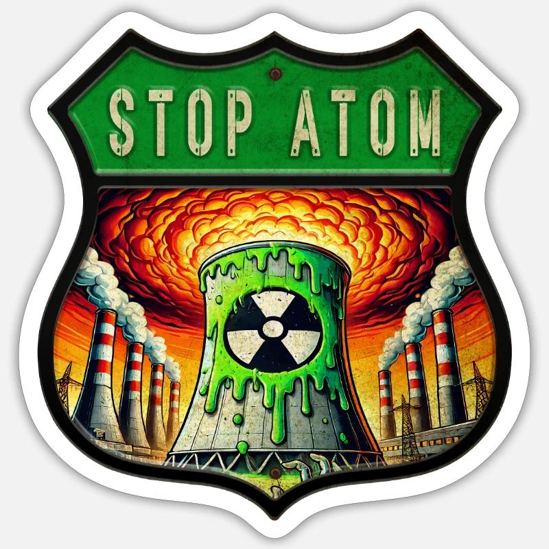 Stop Atom Crest Design - Sticker size S (10 x 10 cm) - white matte