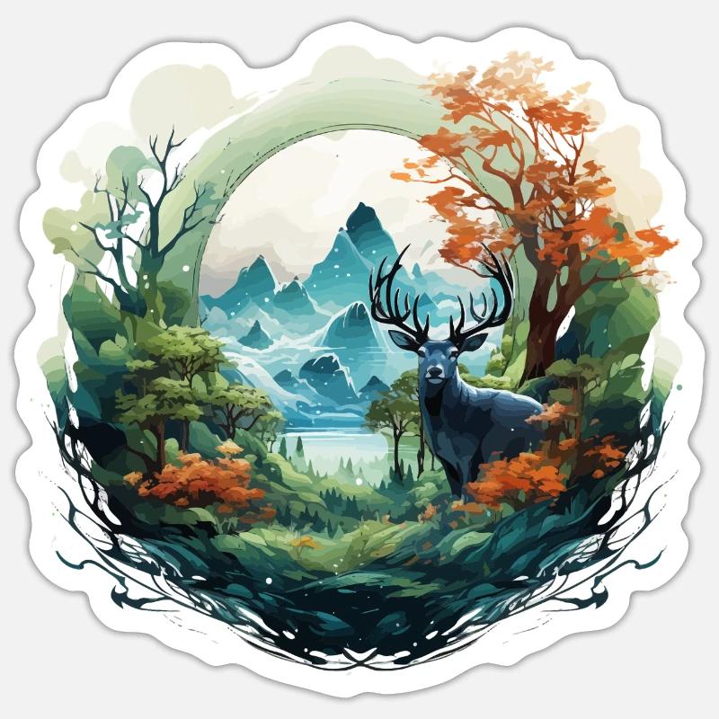 Forest Circle - Sticker size S (10 x 10 cm) - white matte