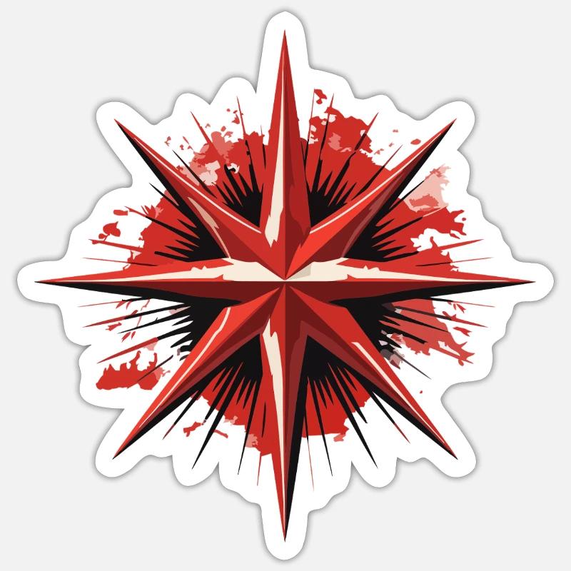 Kompassstern - Sticker Größe S (10 x 10 cm) - Mattweiß