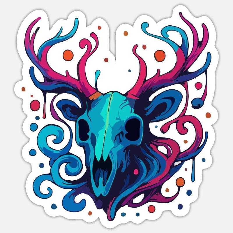 Geweihschädel - Sticker Größe S (10 x 10 cm) - Mattweiß