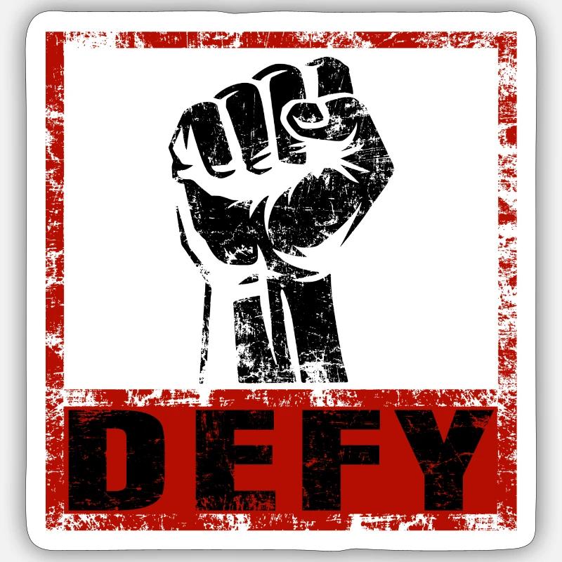 Stark & Klar – Statement Tee DEFY Sticker Größe S (10 x 10 cm)