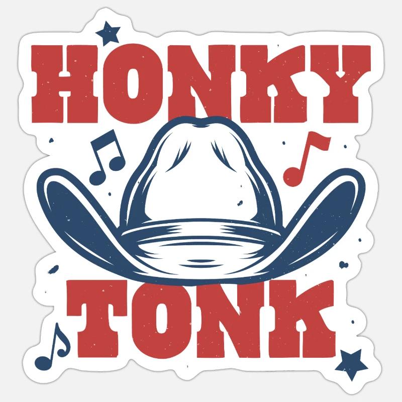 Honky Tonk - Sticker taille S (10 x 10 cm) - blanc mat