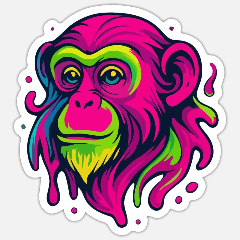 Singe Néon - Sticker taille S (10 x 10 cm) - blanc mat