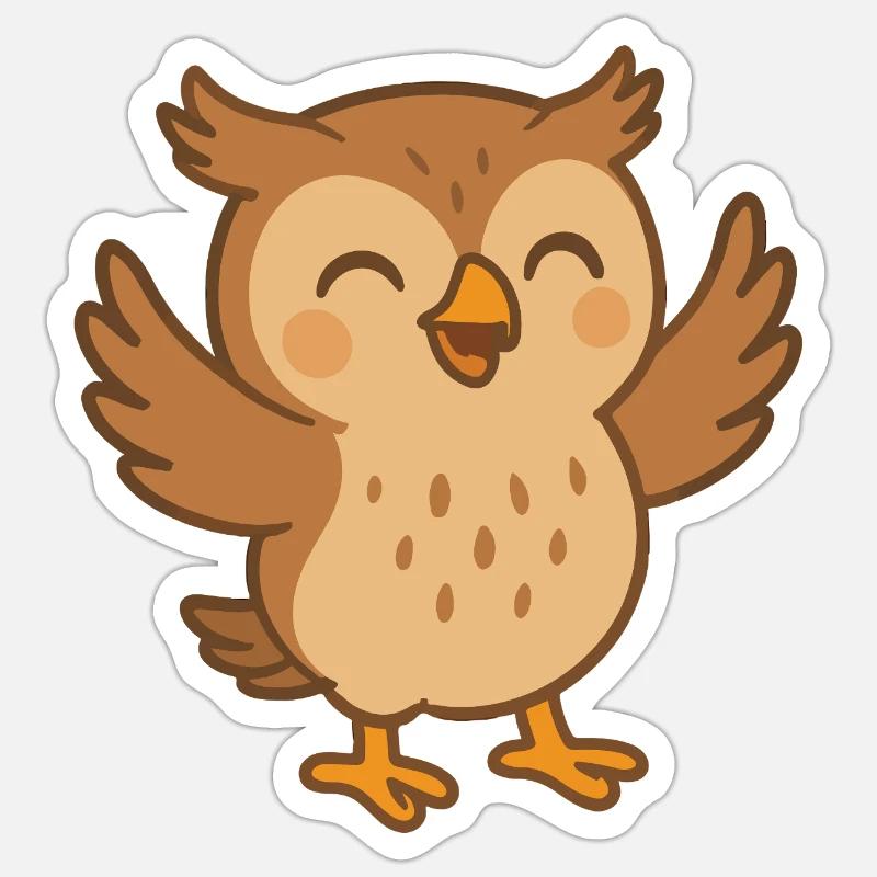 Ami plume joyeux - Sticker taille S (10 x 10 cm) - blanc mat