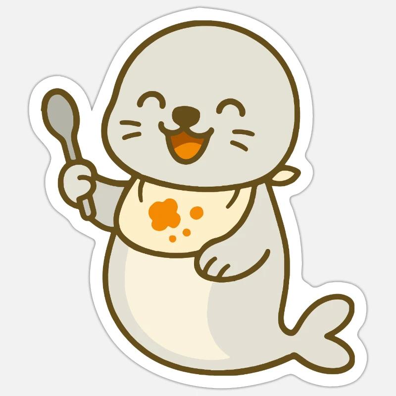 Alimentation avec le bébé phoque Sticker taille S (10 x 10 cm)