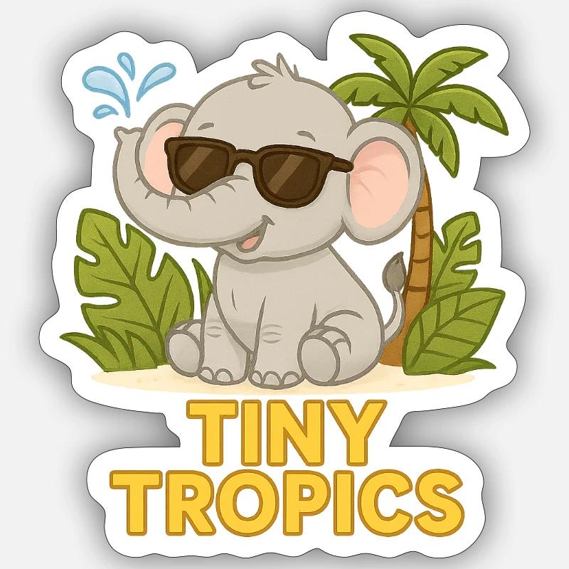 Tiny Tropics – Elephant - Sticker size S (10 x 10 cm) - white matte