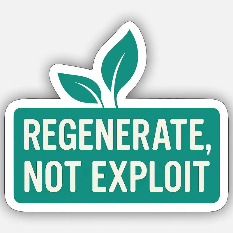 Regenerate, Not Exploit – Eco Message Sticker size S (10 x 10 cm)