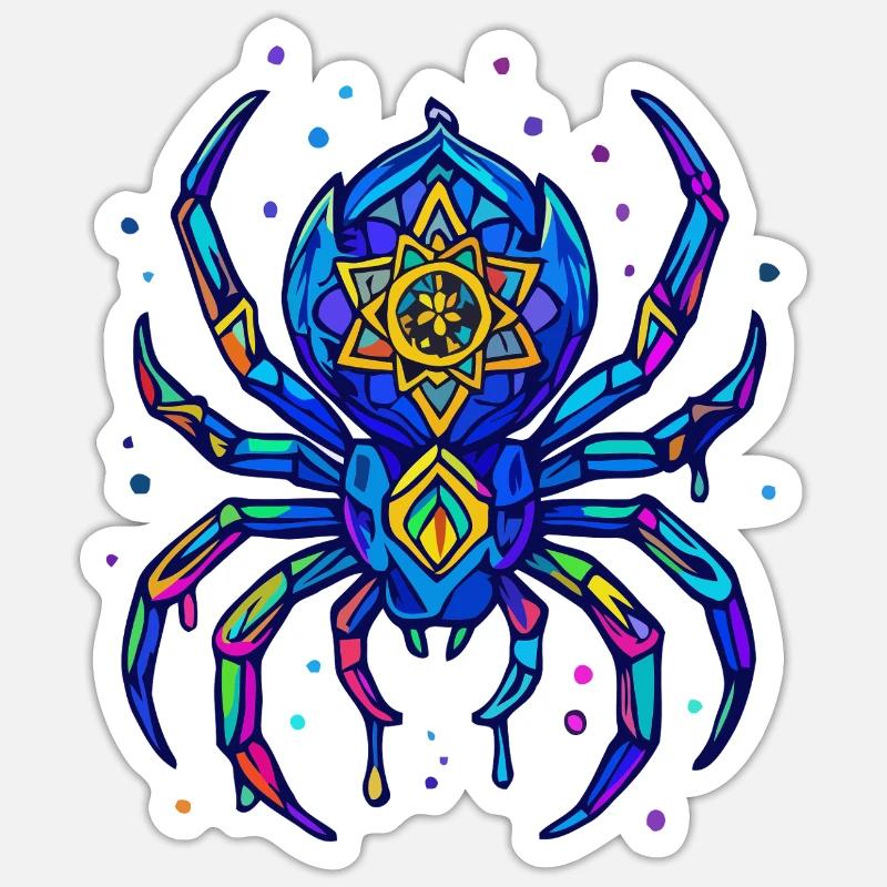 Neon Spinne - Sticker Größe S (10 x 10 cm) - Mattweiß