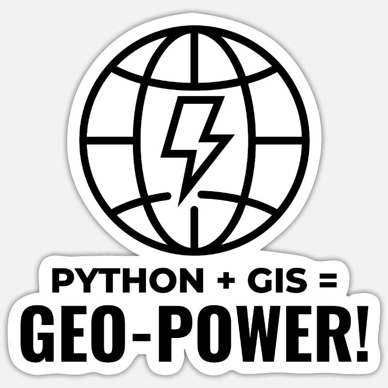 Python SIG Géo-Puissance Programmation Géospatial - Sticker taille S (10 x 10 cm) - blanc mat