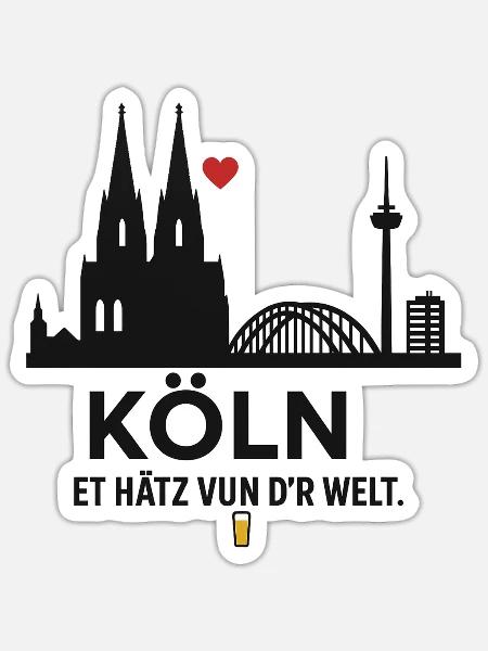 Et Hätz vun d'r Welt. Köln! - Sticker Größe S (10 x 10 cm) - Mattweiß