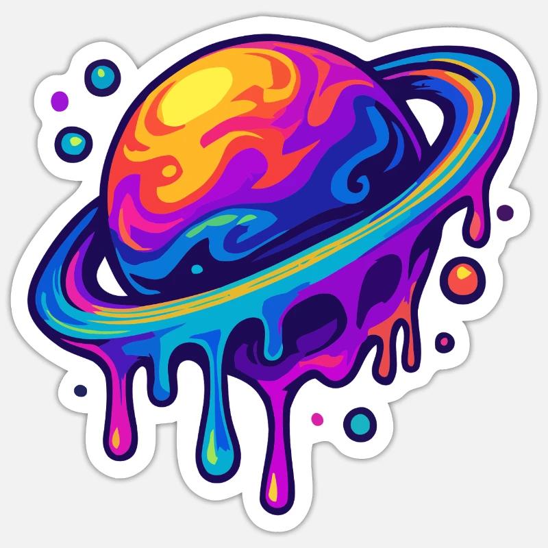 Néon Saturne Sticker taille S (10 x 10 cm)