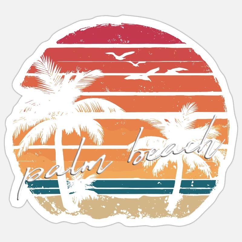 Coucher de soleil à Palm Beach Sticker taille S (10 x 10 cm)
