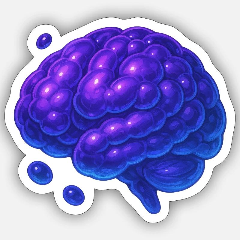 3D Brain Molecular Blue Purple Sticker size S (10 x 10 cm)