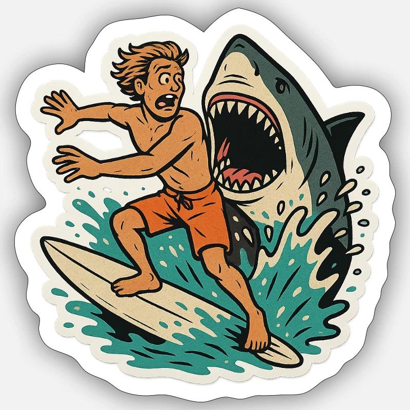 Shark Attack - Sticker Größe S (10 x 10 cm) - Mattweiß