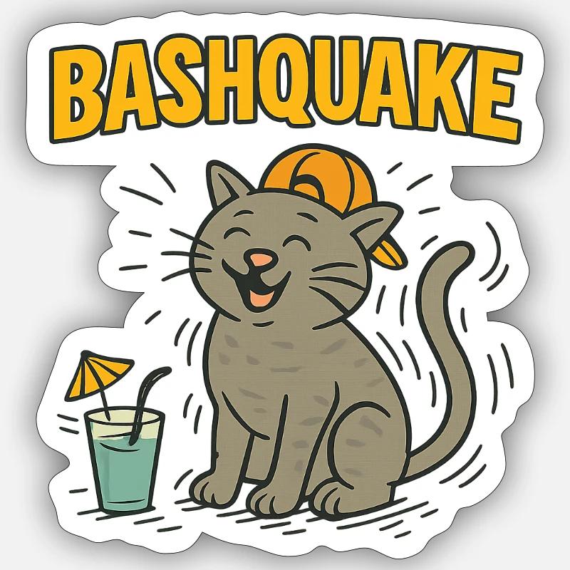 BASHQUAKE - Sticker Größe S (10 x 10 cm) - Mattweiß