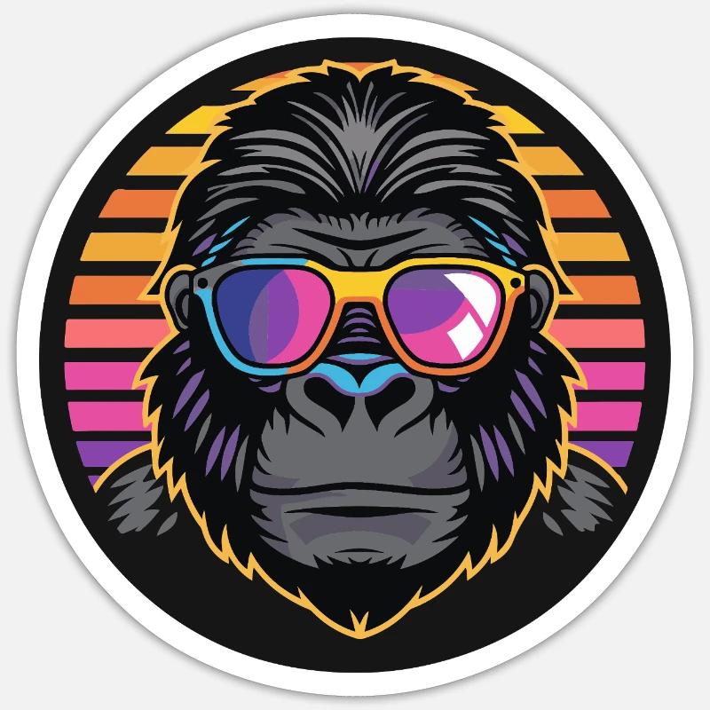 Gorilla Comic Cool - Sticker Größe S (10 x 10 cm) - Mattweiß