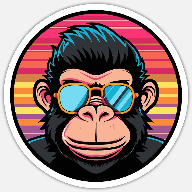 Affe Comic Cool - Sticker Größe S (10 x 10 cm) - Mattweiß