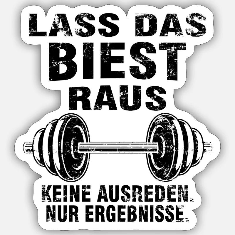Lass das Biest raus – Hardcore Training Tee Sticker Größe S (10 x 10 cm)