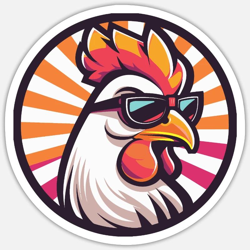 Huhn Comic Cool - Sticker Größe S (10 x 10 cm) - Mattweiß