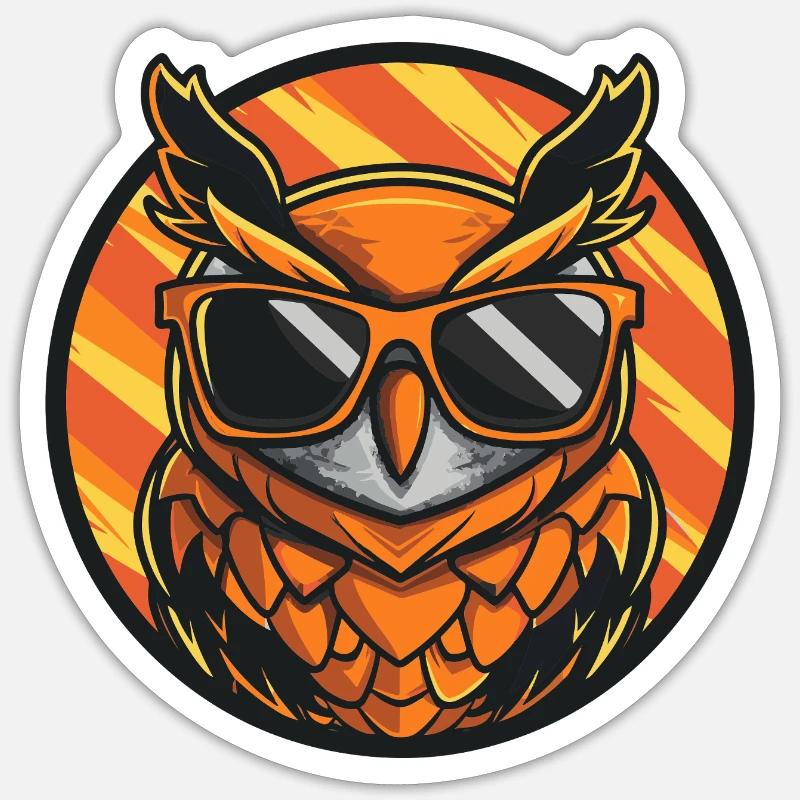 Owl Comic Cool - Sticker size S (10 x 10 cm) - white matte