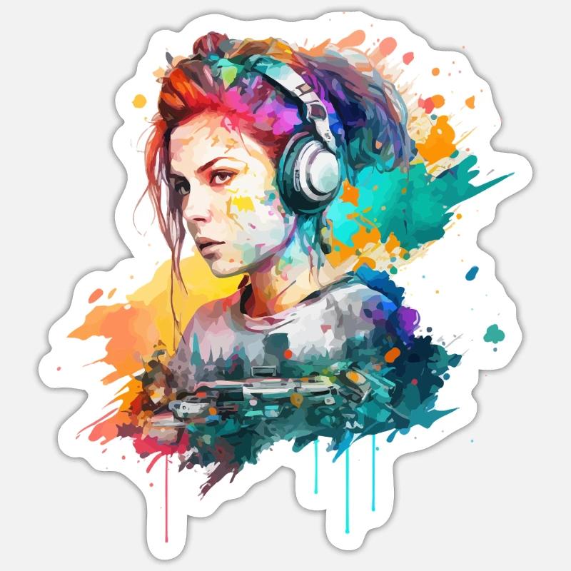 Farb DJane - Sticker Größe S (10 x 10 cm) - Mattweiß
