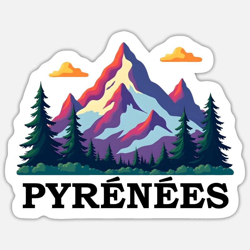 Pyrénées Pyrénées - Sticker taille S (10 x 10 cm) - blanc mat