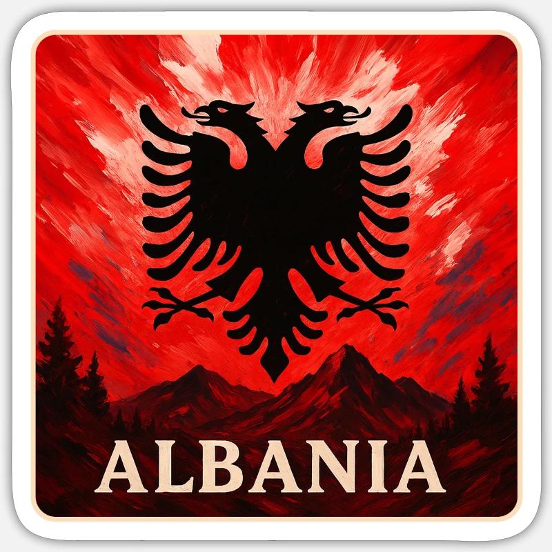 Albania Double Eagle Design - Sticker size S (10 x 10 cm) - white matte