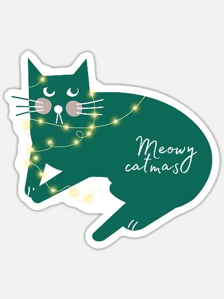 Merry christmas. Merry catmas. Merry xmas. - Sticker Größe S (10 x 10 cm) - Mattweiß
