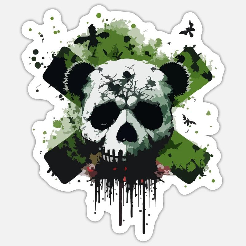 Crâne Panda - Sticker taille S (10 x 10 cm) - blanc mat
