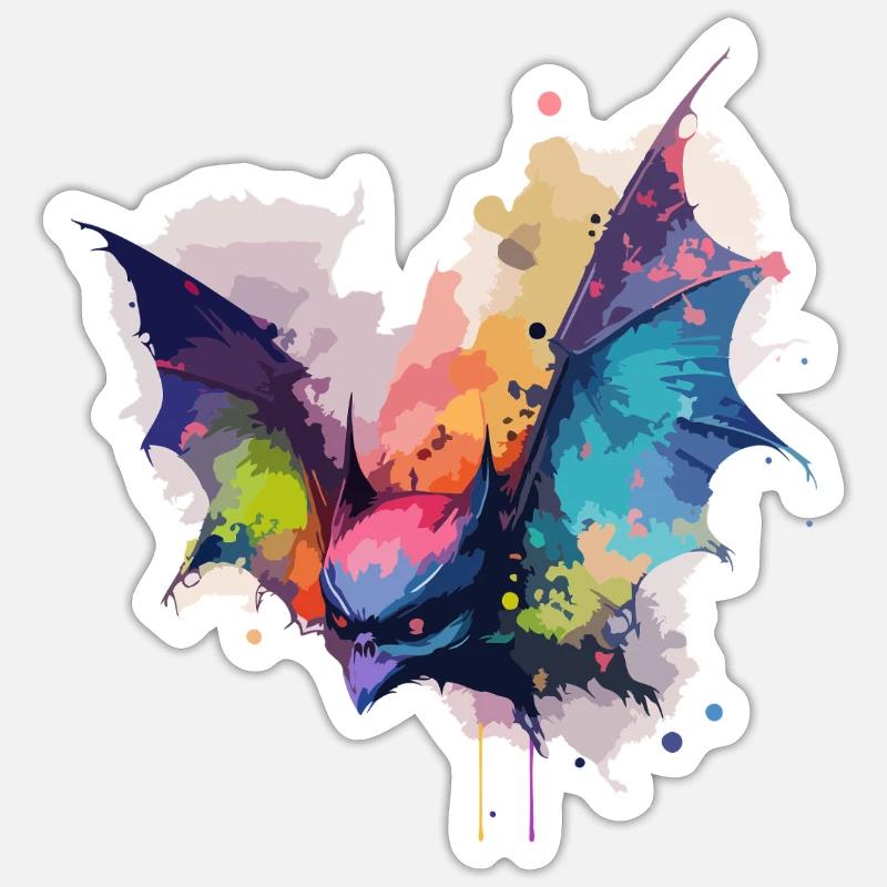 Neon Bat - Sticker size S (10 x 10 cm) - white matte