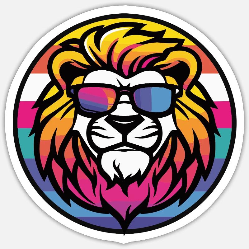 Löwe Comic Cool - Sticker Größe S (10 x 10 cm) - Mattweiß