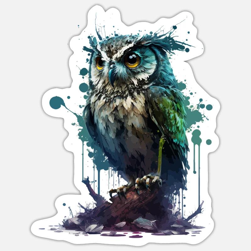 Tropfen Eule - Sticker Größe S (10 x 10 cm) - Mattweiß