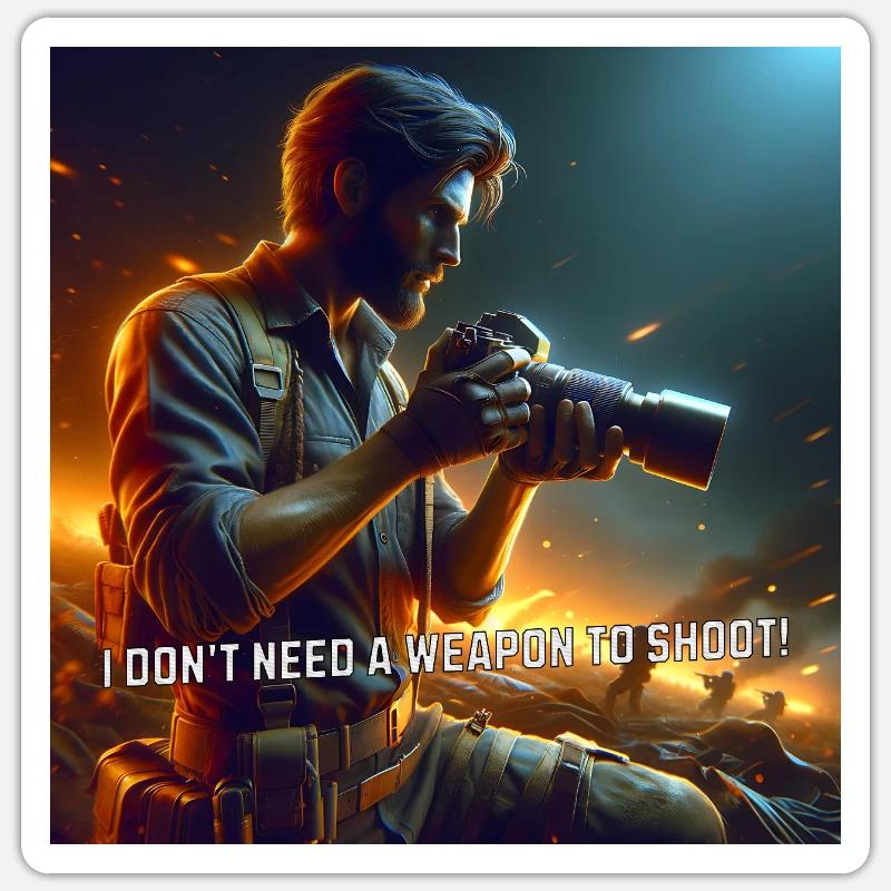 Fotograf im Einsatz - Sticker Größe S (10 x 10 cm) - Mattweiß