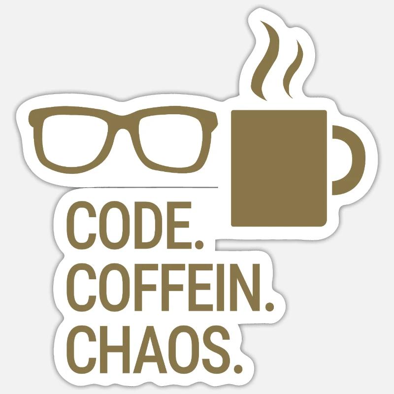 Code. Caféine. Chaos. - Sticker taille S (10 x 10 cm) - blanc mat