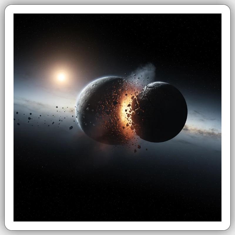 Conception de l’éclipse cosmique - Sticker taille S (10 x 10 cm) - blanc mat