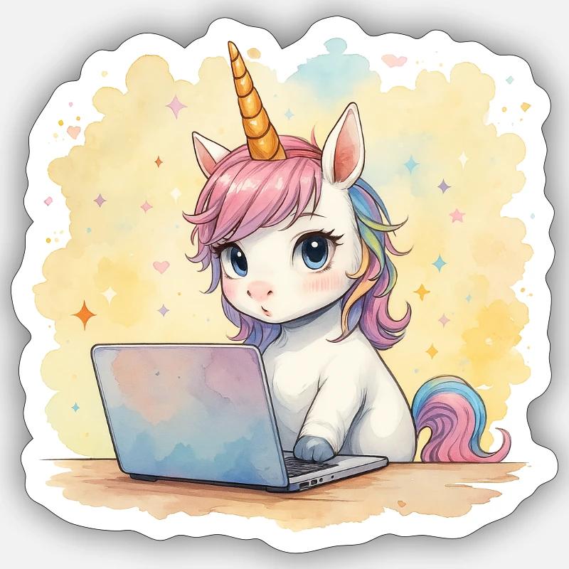Programmation Licorne Sticker taille S (10 x 10 cm)