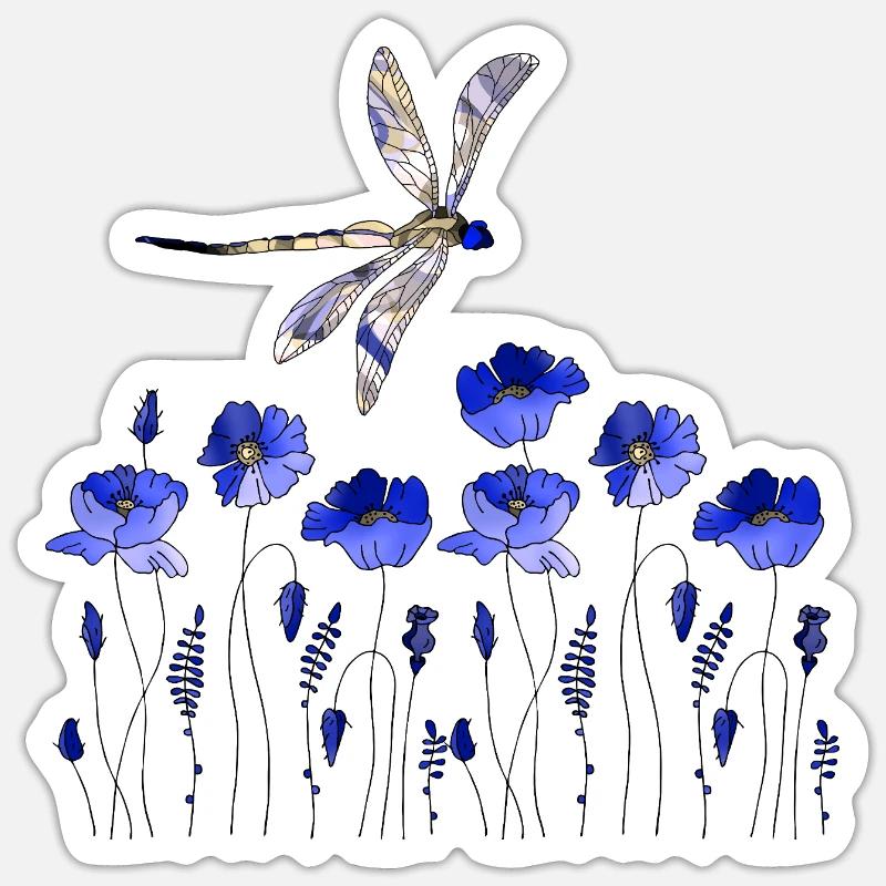 Libelle - Sticker Größe S (10 x 10 cm) - Mattweiß