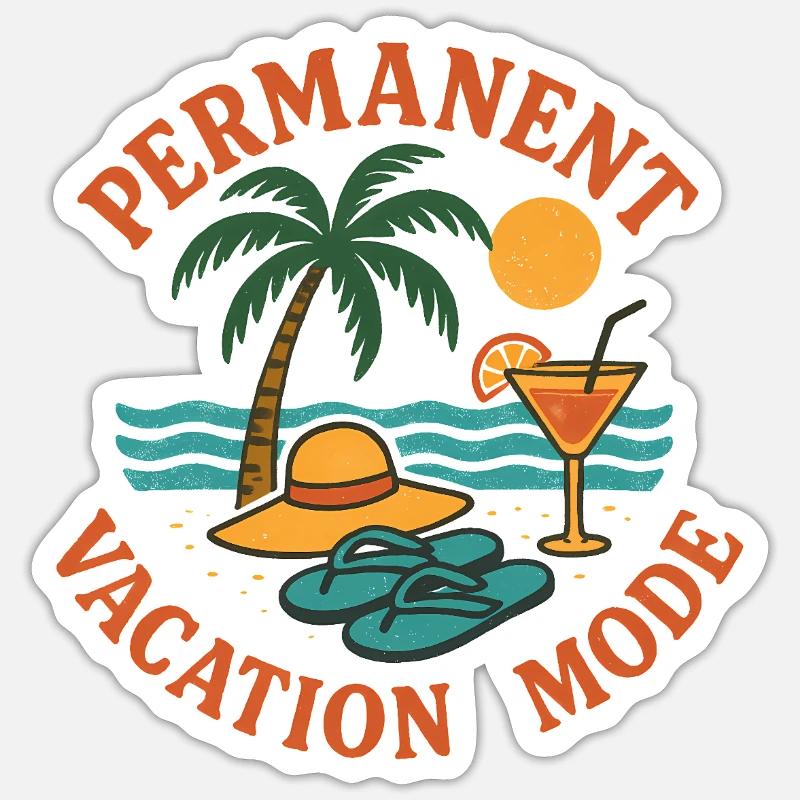 Permanent Vacation Mode rétro - Sticker taille S (10 x 10 cm) - blanc mat