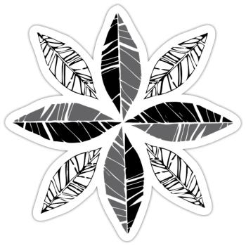 Blätter Stern - Sticker Größe S (10 x 10 cm) - Mattweiß - Vorne