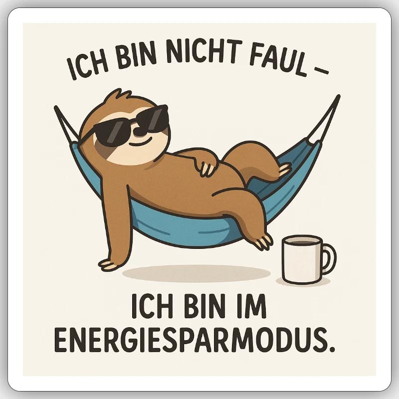 Faultier Bild - Sticker Größe S (10 x 10 cm) - Mattweiß
